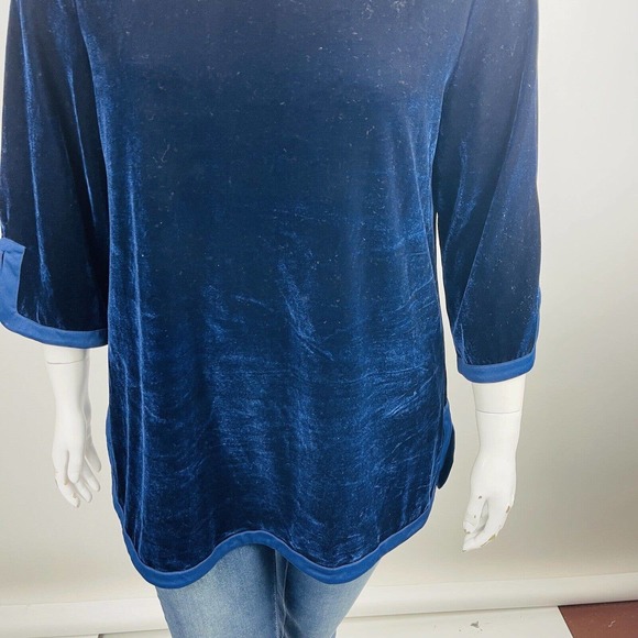 Soft Surroundings Womans Sz Large Weekender Velvet Tunic Top Dark Blue #25939 - Picture 5 of 9